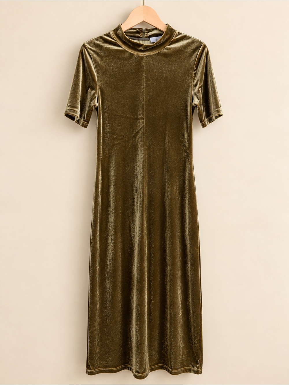 Zara Short-Sleeve Mock-Neck Velvet Mini Dress